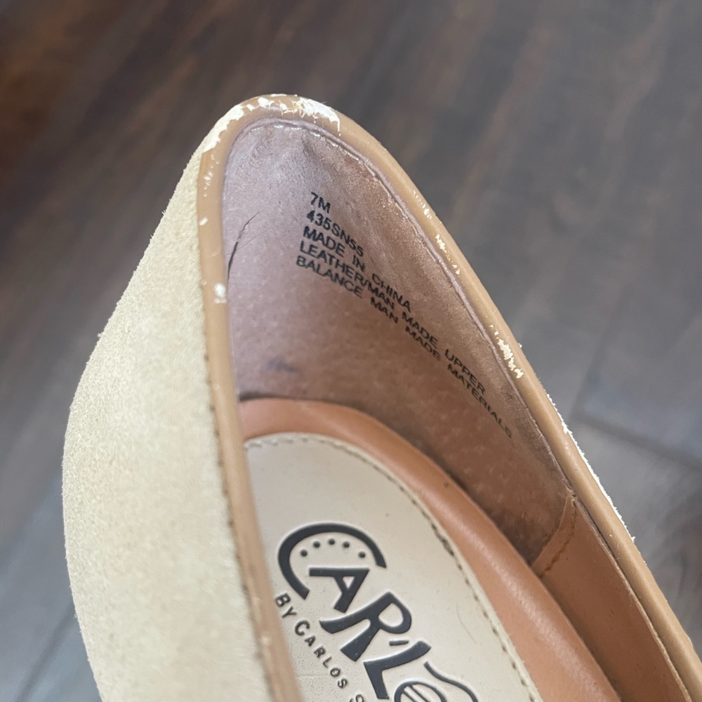 Carlos by Carlos Santana Heels Womens 7 cream Tan Brown Leather pumps shoe sexy - Picture 6 of 6